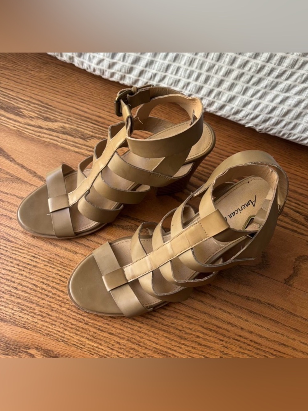 American Eagle Outfitters Tan Strappy Block Heel Sandals